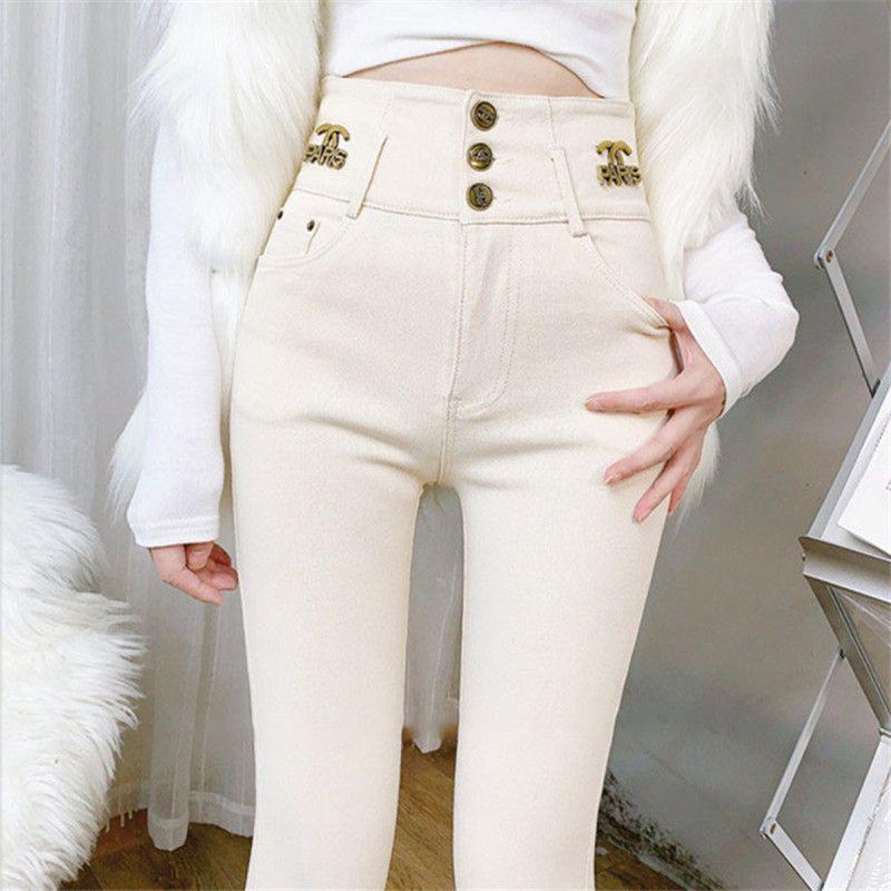 Quần Legging Mặc Bên Ngoài Co Giãn, Màu Trắng Kem, Cạp Cao Cho Nữ, Thích Hợp Cho Mùa Xuân, Mùa Thu Và Mùa Đông, Hàng Mới Về Năm 2024, Ôm Sát, Quần Bút Chì Mỏng 6