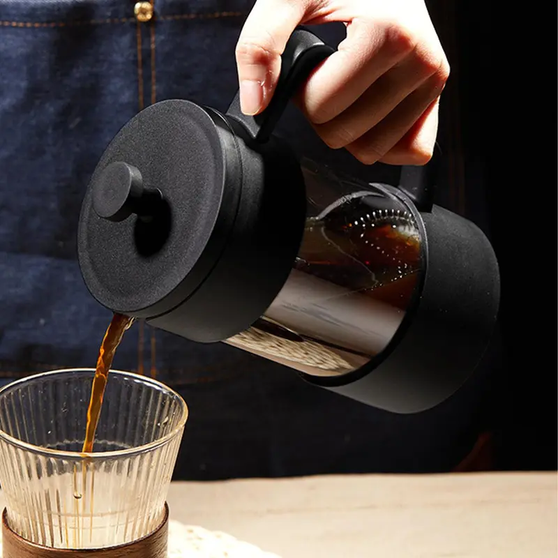 Durable Transparent Coffee Pot, 1 Count French Press Coffee Maker, Reusable Tea Filter Pot For Home Use 2