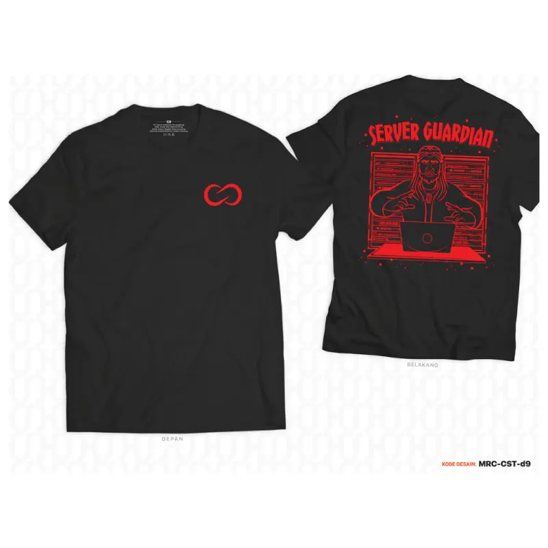 T-Shirt Server Guardian Lengan Pendek Unisex Hitam
