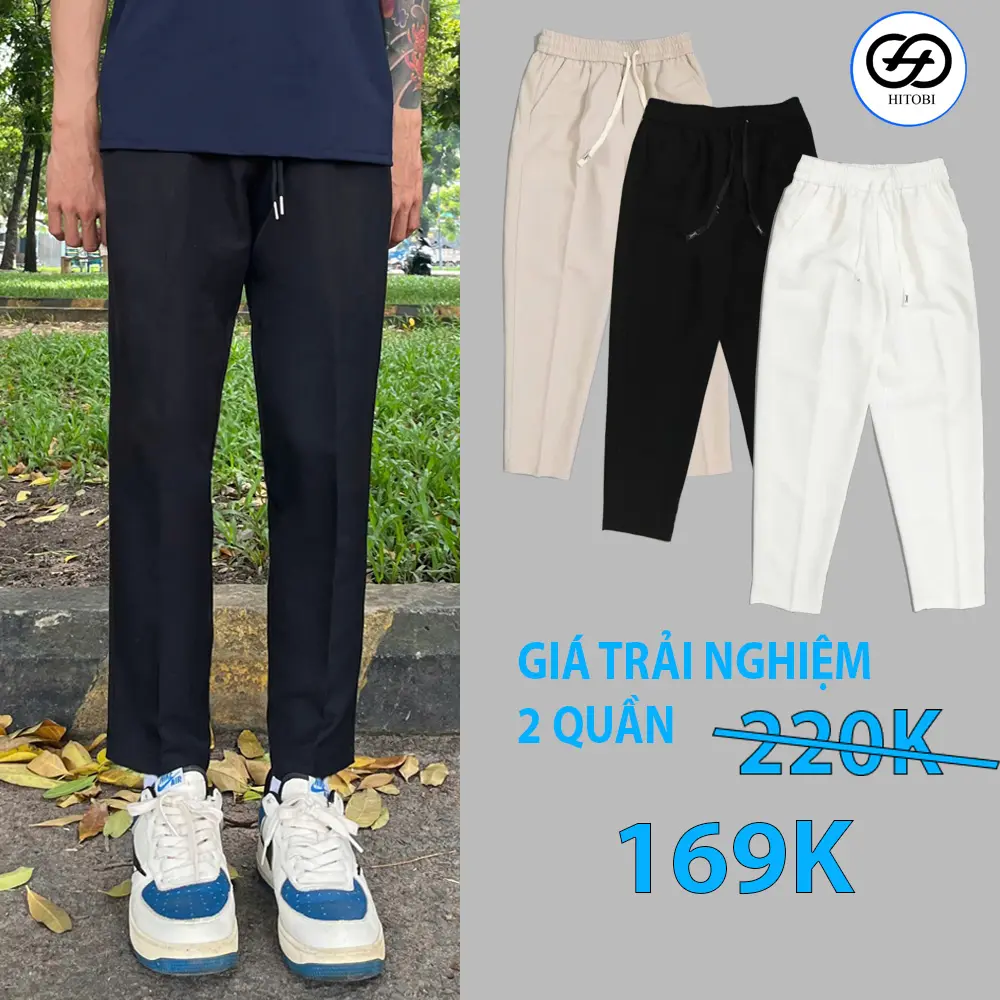Combo 2 Quần Kaki âu cạp chun nam nữ Hitobi basic nhẹ nhàng thoáng mát - Menswear quần tây Ong