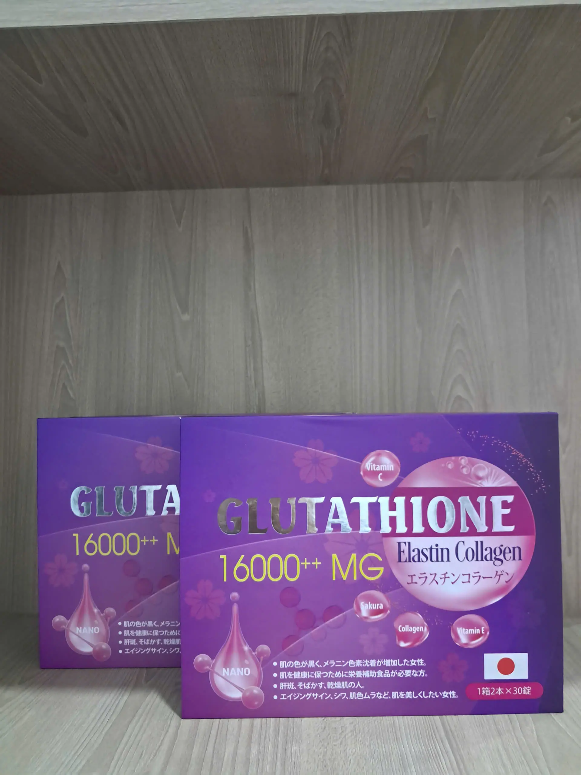 [CHÍNH HÃNG] HỘP CỨNG 60 VIÊN LÀM ĐẸP DA GLUTATHIONE 16000++ MG ELASTIN COLLAGEN   (2 lọ * 30 viên)