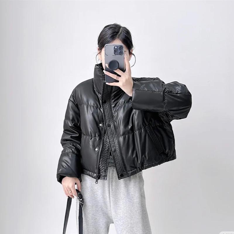 Áo khoác phao nữ dáng ngắn mẫu mới chất liệu da mềm mại  chống nước cản gió giữ nhiệt tốt Size từ 40-65kg - Jacket, Womenkhoác khoác áo Top