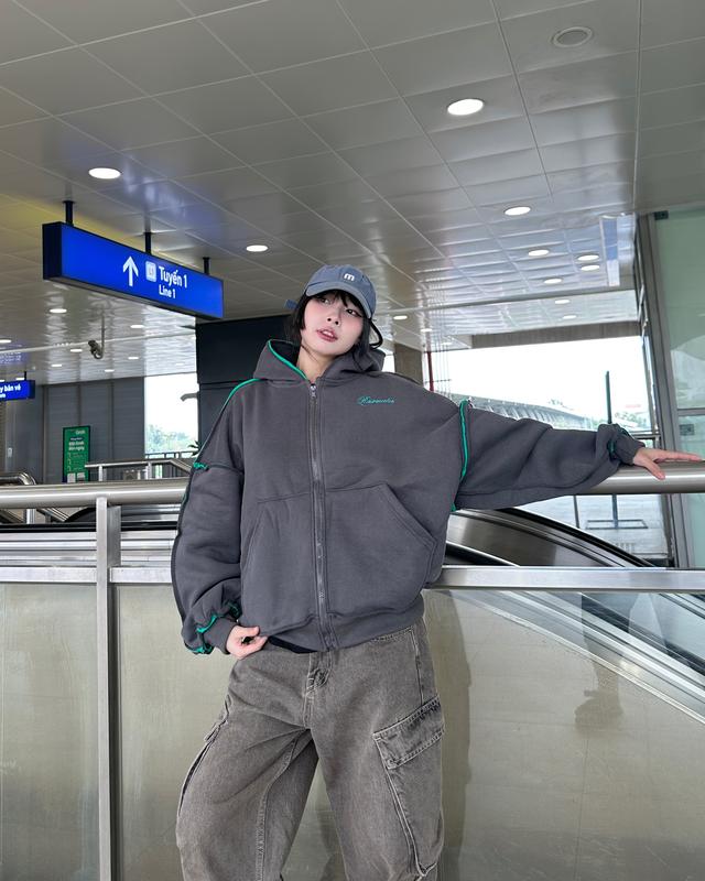 Áo Khoác Nỉ Hoodie Zip Phối Lé Form Oversize RAWMATER HDZ.02 0