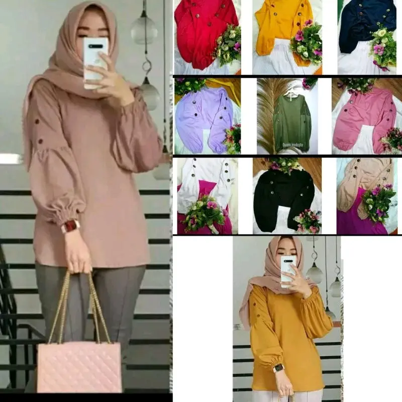 Blouse Atasan Wanita Lengan Panjang Korean Style Geovani Blus Nyaman Cantik Balon Baju Dewasa 2