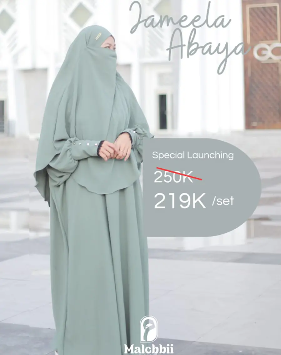 Jameela Abaya Set French Khimar Bahan Cringkle Airflow Malebbii Wardrobe
