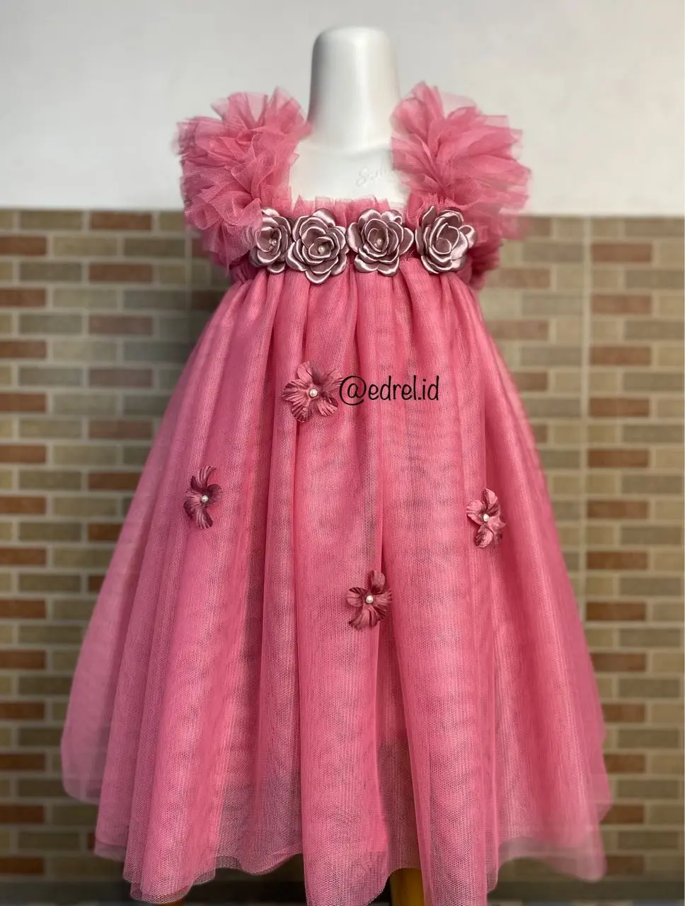 Dress Anak Perempuan Baju MAWAR Warna Dusty Pink