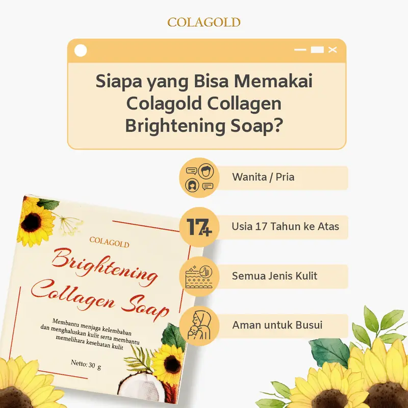 COLAGOLD Brightening Collagen Soap BANTU MENCERAHKAN KULIT SABUN COLLAGEN Mencerahkan Memutihkan Perawatan Almond Extract Melembutkan Membantu memudarkan/menyamarkan flek Hitam  melembabkan kulit kering dan kusam 1