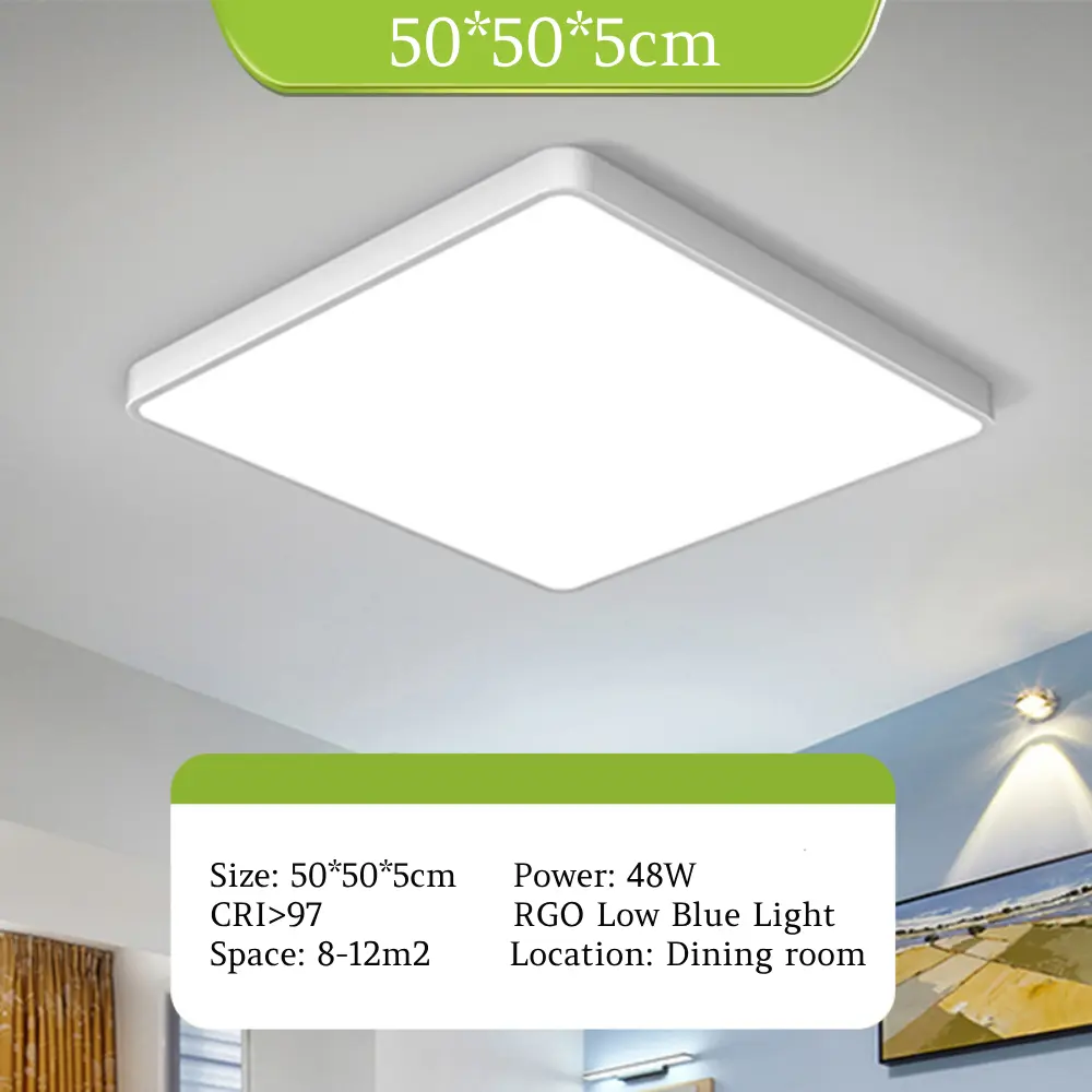 Dinning room traditional simple style full spectrum eye protection square LED ceiling lamp-50*50*5cm-48W