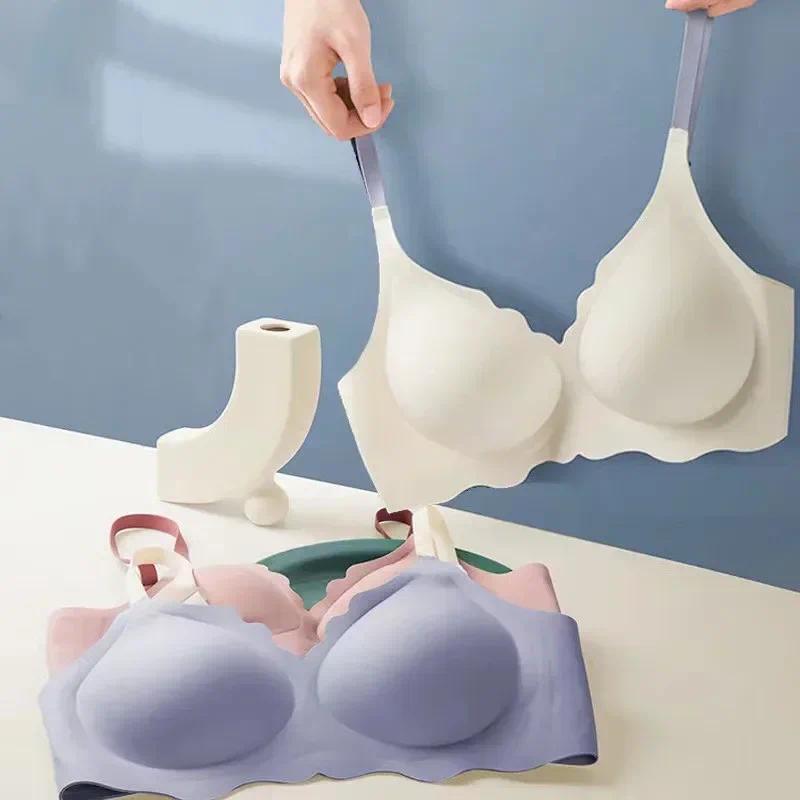 Non-Wire Seamless Bras for Women Push Up Bra Invisible Sexy Top Wire Free Brassiere Deep V Neck Underwear Women Comfy Lingerie 3
