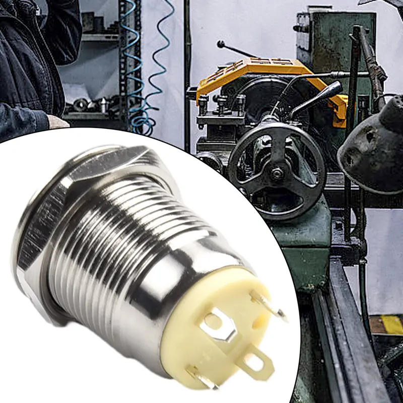 Công Tắc Nút Nhấn Kim Loại, 12mm, Nút Nguồn, Chống Thấm Nước, Đèn LED Phẳng, 12V-24V 1