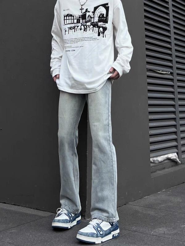 Quần jean nam ống loe quần bò nam vải jean dày co giãn tốt - phong cách loe nhẹ hàn quốc