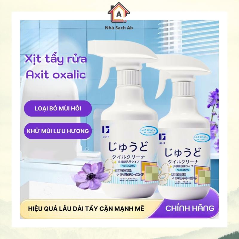 Chai Xịt Vệ Sinh GLit AXit Oxalic Tẩy Rửa Nhà Tắm Đa Năng Với Gạch Men, Gạch Sứ Phù Hợp Cho Bồn Cầu, Nền Gạch Nhà Tắm Đóng Cặn Ố Vàng Gây Mất Thẩm Mỹ, Loại Bỏ Mùi Hôi Làm Sạch