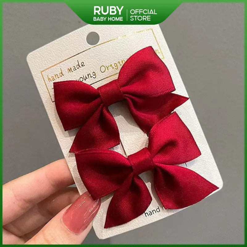 Kẹp tóc nơ đơn giản dễ thương dành cho nữ Màu Trơn Đơn Giản Phong Cách Hàn Quốc nhiều màu cho bé gái 4