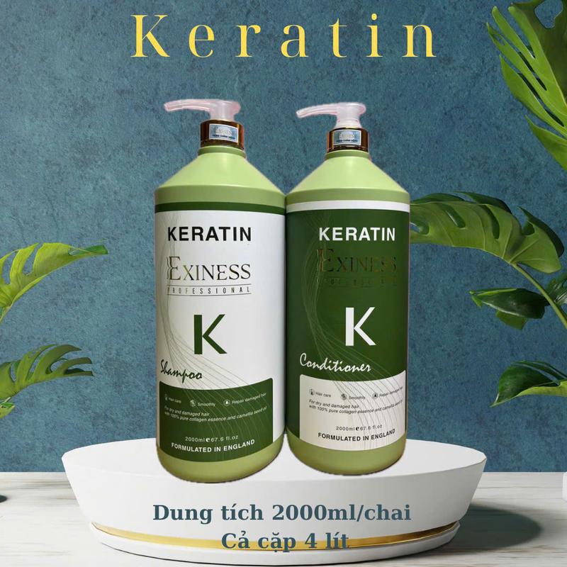 Dầu gội xả Keratin K Xanh 2000ml Hương thơm nước hoa mềm mượt dung tích lớn siêu tiết kiệm Women Chăm Sóc Tóc