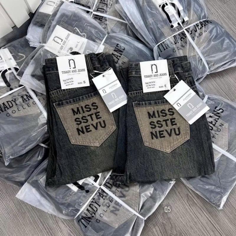 Quần baggy jean mài rách thêu túi miss 4