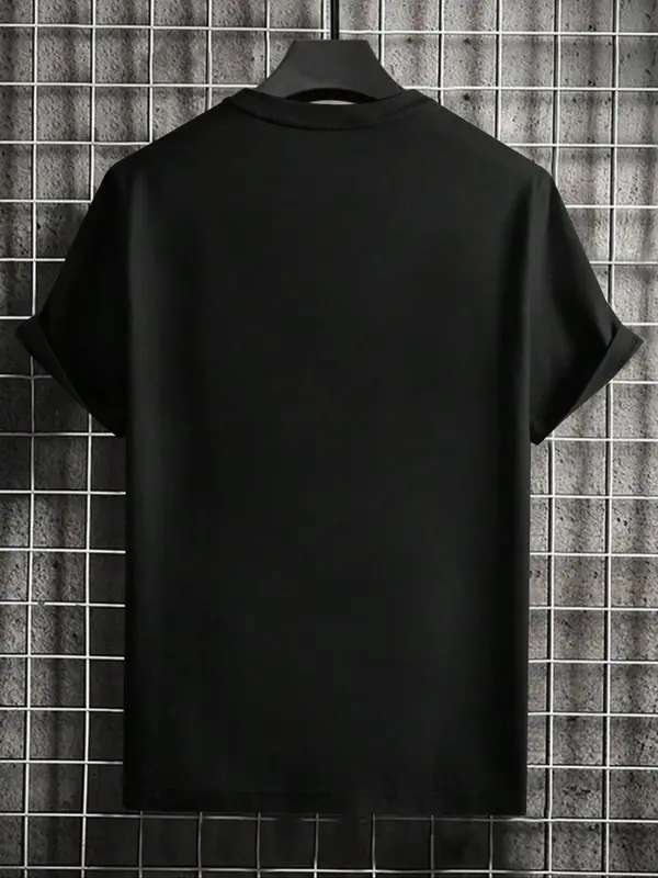 Men's Plus Size Letter Print Round Neck Tee, Regular Fit Casual Short Sleeve Crew Neck T-Shirt, Fashion Men's Plus Size Clothes for Daily Wear 1