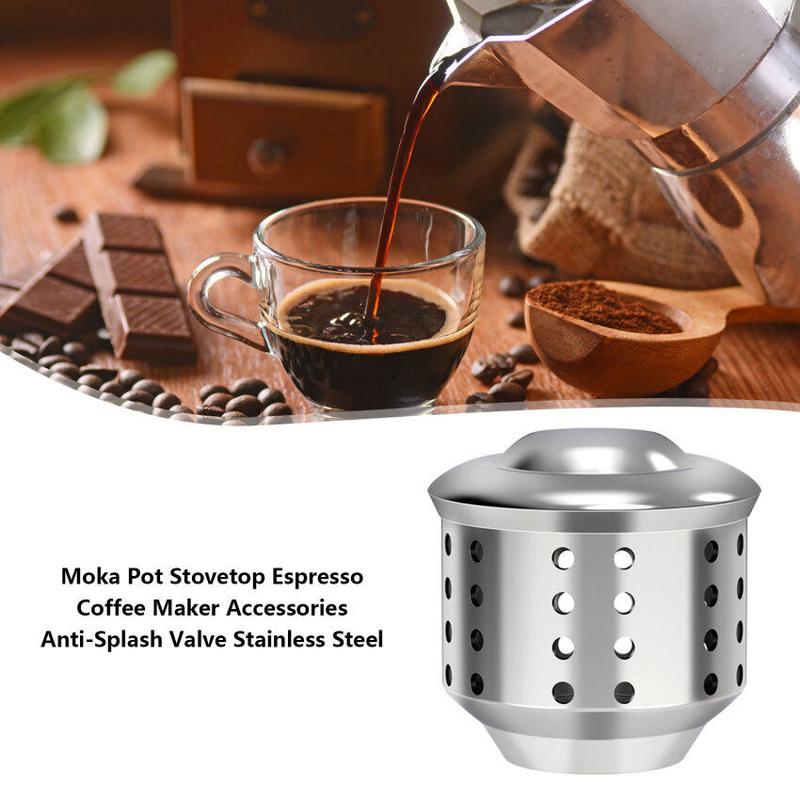 Moka Pot Stovetop Espresso Coffee Maker Accessories Anti-Splash Valve Stainless Steel 4
