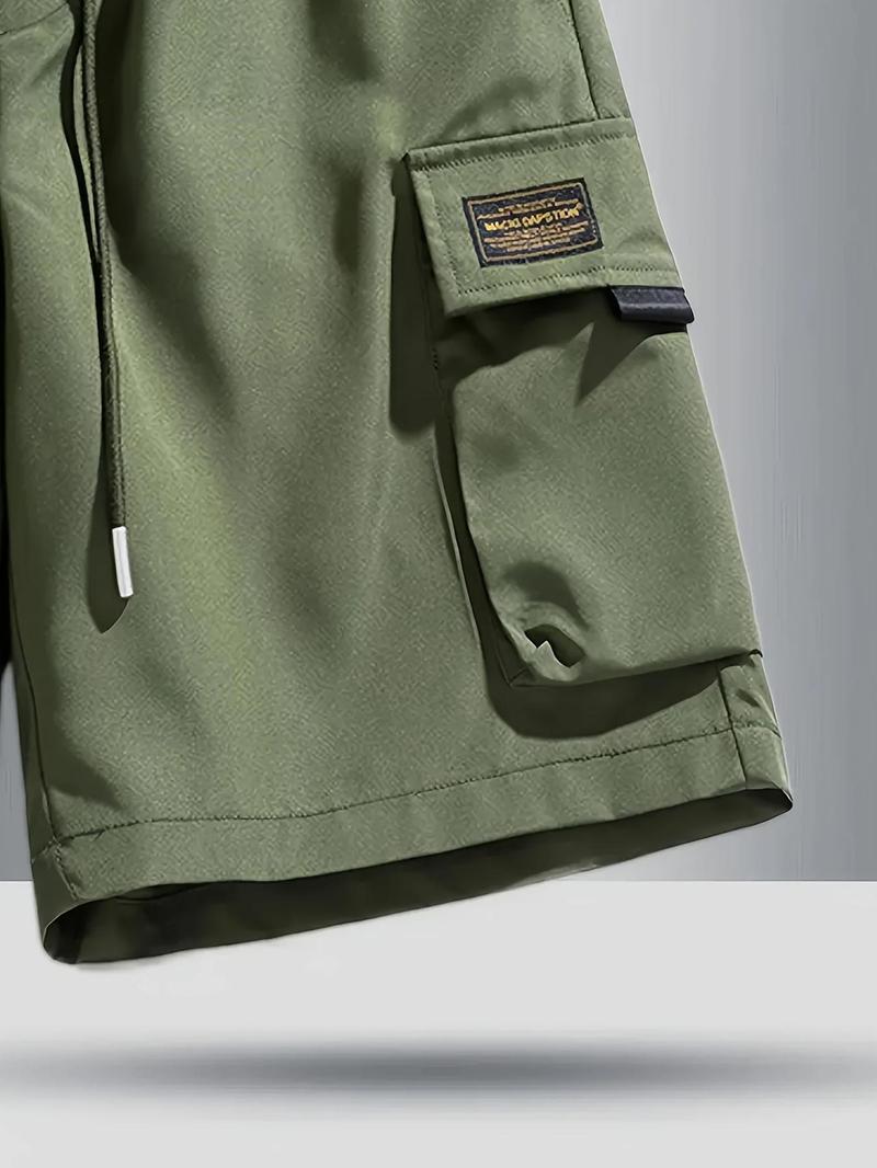 Product Introduction of Men's Solid Flap Pocket Cargo Shorts, Regular Fit Casual Fashion Comfy Shorts for Summer, Men's Bottoms for Daily Wear 6
