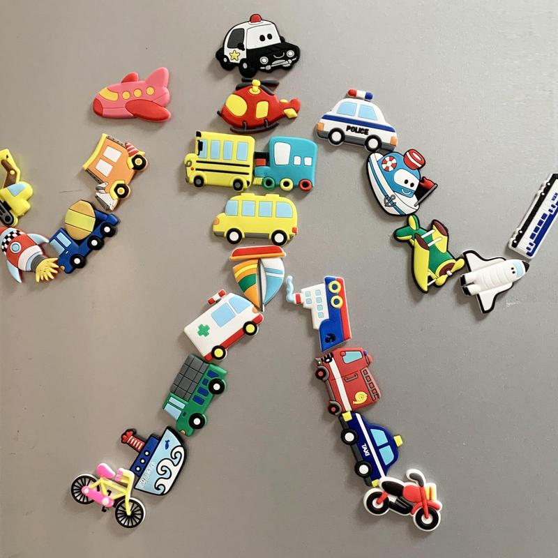 Cartoon Transportation Shaped Fridge Magnet (10pcs), Cute Refrigerator Magnet, Magnetic Sticker for Home Decoration 3