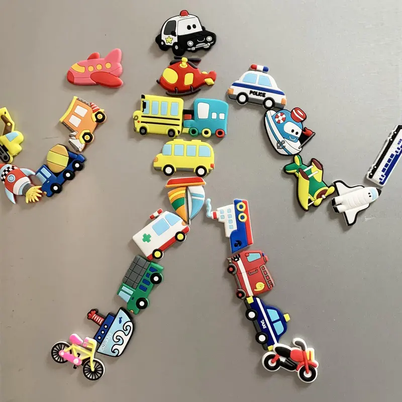 Cartoon Transportation Shaped Fridge Magnet (10pcs), Cute Refrigerator Magnet, Magnetic Sticker for Home Decoration 3