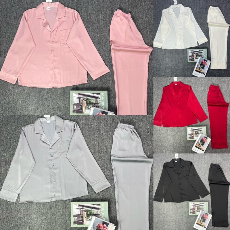 Đồ Bộ Pijama Lụa LaTin Tơ Tằm Màu Trơn Thiết Kế Nữ (Có Túi 40kg-58kg) 0