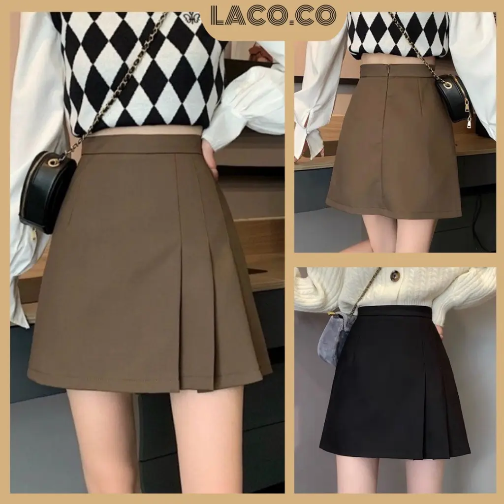 Chân váy chữ A tennis dáng ngắn xẻ 3 lớp tiều thư Laco137 Nữ❤️