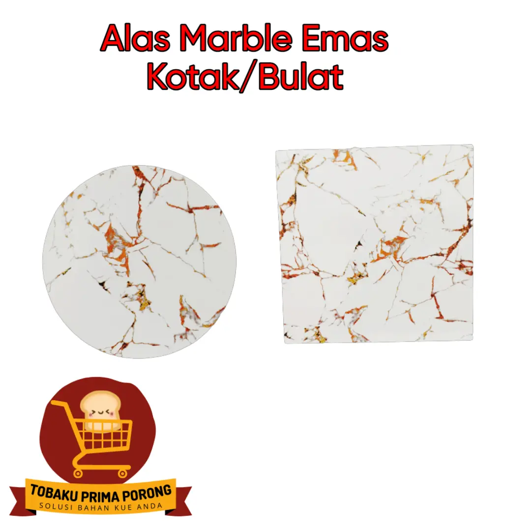 Alas Marble Emas Kotak / Bulat Berbagai Jenis Ukuran 20, 22, 24, 26, 28, 30