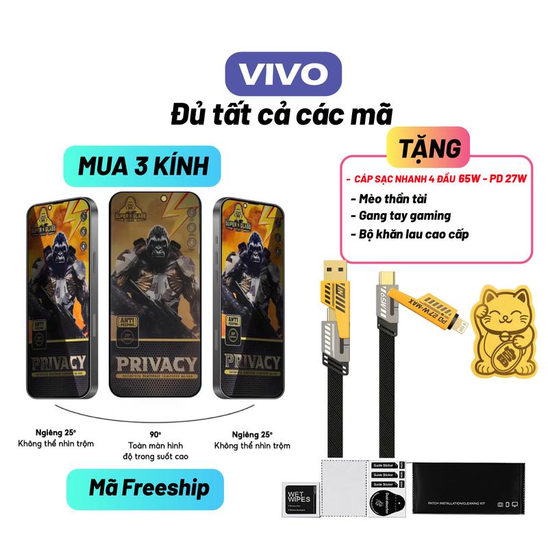 Kính cường lực chống nhìn trộm tương thích VIVO Y01 Y02/Y02S Y03 Y1S Y11/Y12/Y15/Y17 Y11S Y12s Y15s/ Y15a Y16/Y22 Y19 Y20S Y32 Y21 Y22s Y27s Y36 Y33/Y33S Y35/Y52/Y52s Y50 Y70 Y53S Y72/Y75