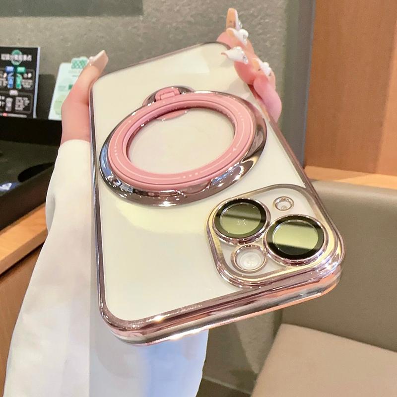 Giá đỡ điện thoại 360 ° mới nhất vỏ từ tính silicon cho IPhone 15 14 13 12 11 Pro Max 11pro 15 Plus vỏ iPhone trong suốt sang trọng có bảo vệ máy ảnh Phụ Kiện