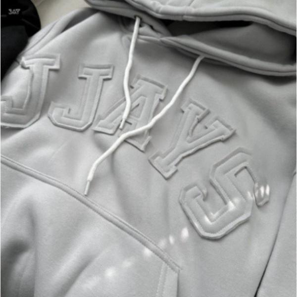 HOODIE BOXY - Áo khoác hoodie thêu đắp vải JJAYS form rộng mũ to nam nữ unisex HOT TREND 2024 hottrend Menswear Dài Tay Đen 1