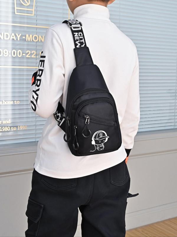 Men's  Casual Cartoon Print Zipper Belt Bag, Fashionable Adjustable Strap Sling Bag for Daily Used, Casual Trendy Versatile High-quality Daily Commuting Bag 5