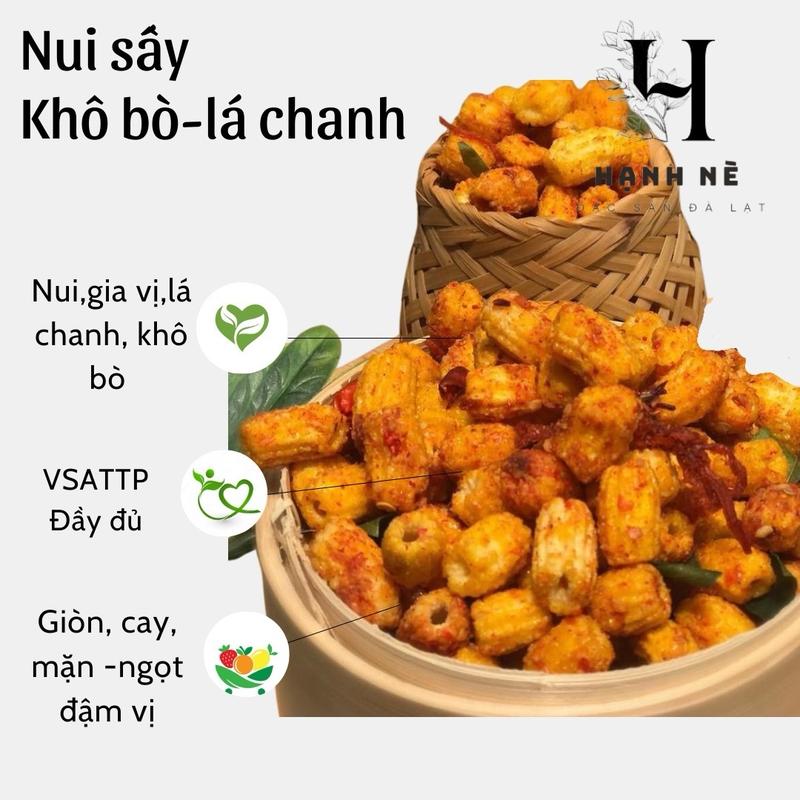  Nui sấy khô bò lá chanh- thơm ngon- giòn-snack ăn vặt Food Cay 