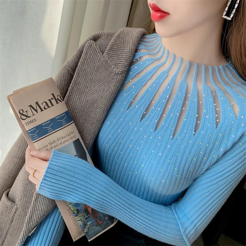 Product Introduction of Áo Lớp Nền Cho Nữ, Hàng Mới Về, Dáng Ôm, Ren Và Kim Cương Giả, Áo Áo Chui Đầu Dễ Phối Đồ Áo Len, Có Thể Mặc Bên Trong Áo Len, Thích Hợp Cho Mùa Thu Top Trắng 3