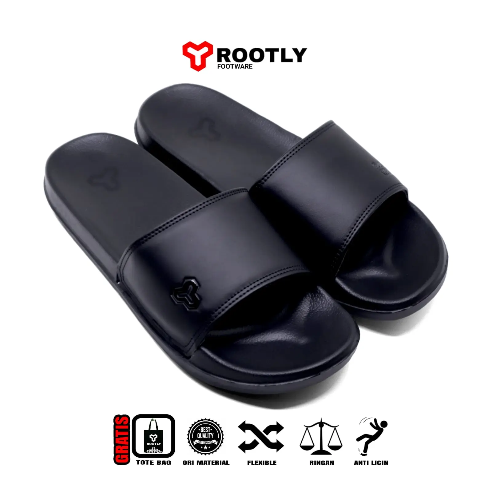 Rootly - Sandal Slipper Pria Flip Flop Motif Timbul Gold Sendal