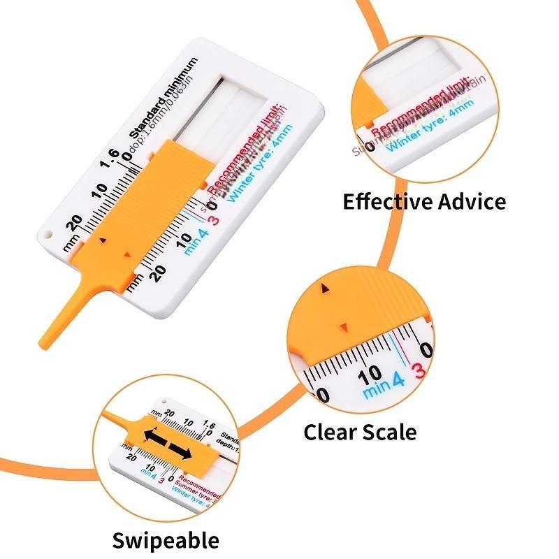Product Introduction of Tire Tread Depth Gauge, 0-20mm Tire Ruler, Portable Tire Tread Checker, Vernier Depth Caliper, Car Motorcycle Truck Caravan Trailer Wheel Plastic Measurement Tool 13