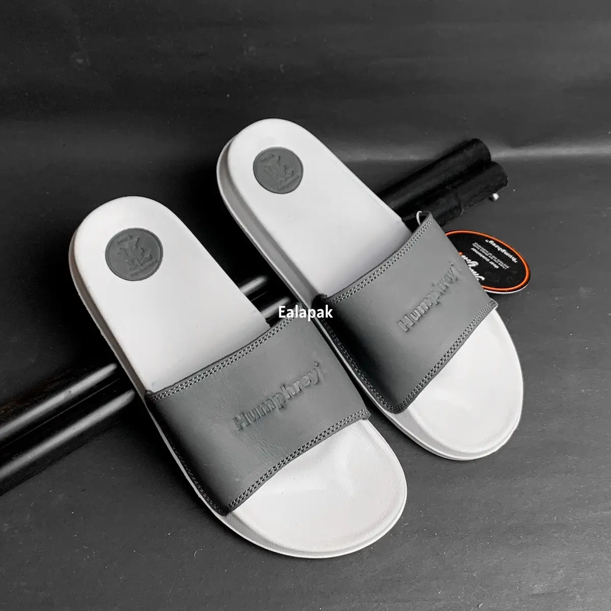 Sandal slip on Kulit Putih Abu Coklat Shoes