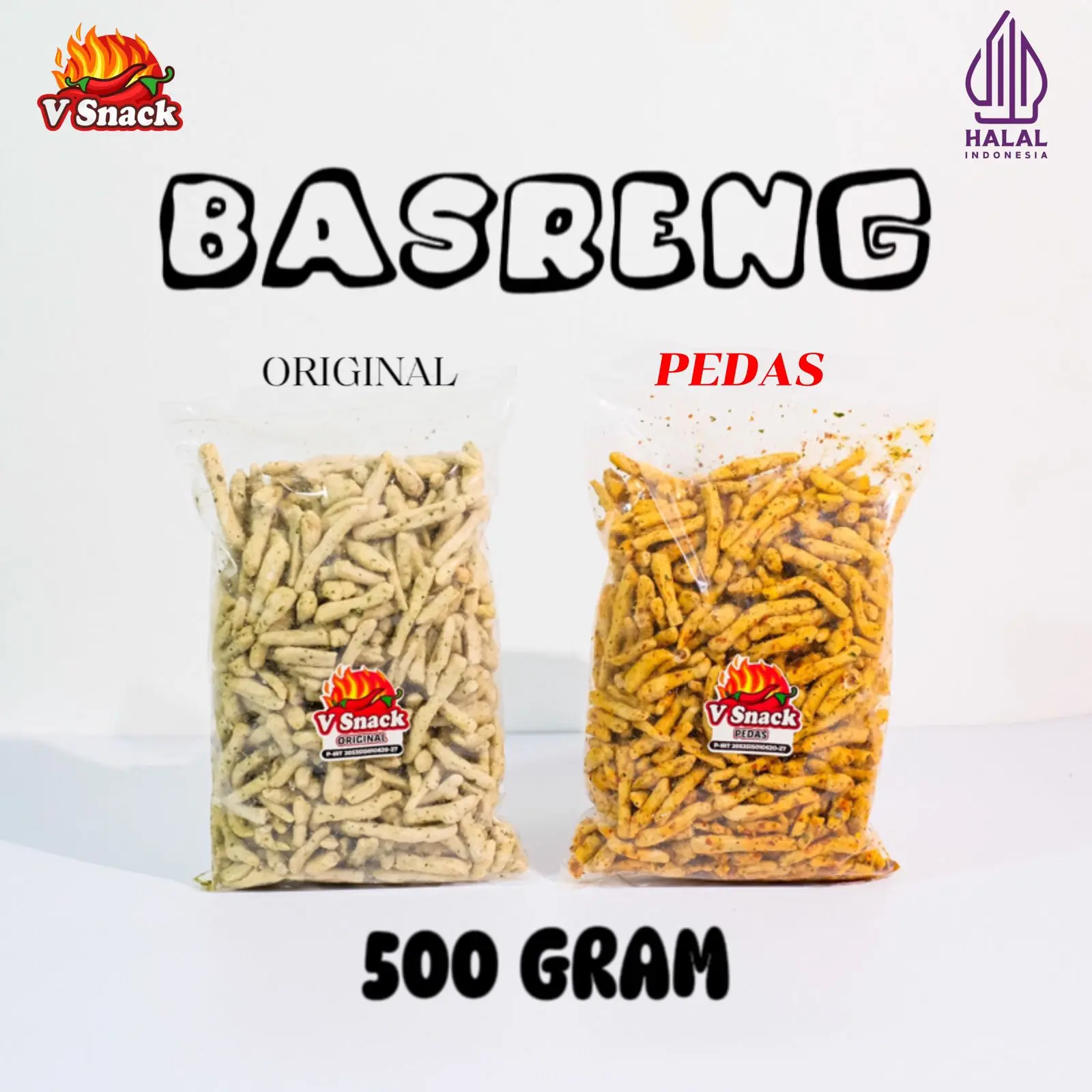 Bundling basreng pedas 500gr & original 500gr total 2pcs Kering Makanan Food Snacks Goreng