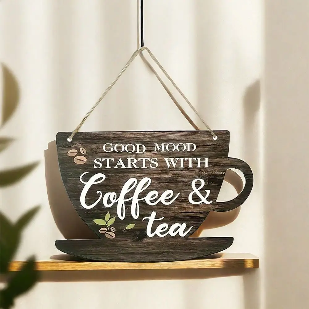 Crafts Wooden Coffee Shop Signage Vintage Creative Coffee Cup Doorplate Retro Exquisite Door Pendant Home