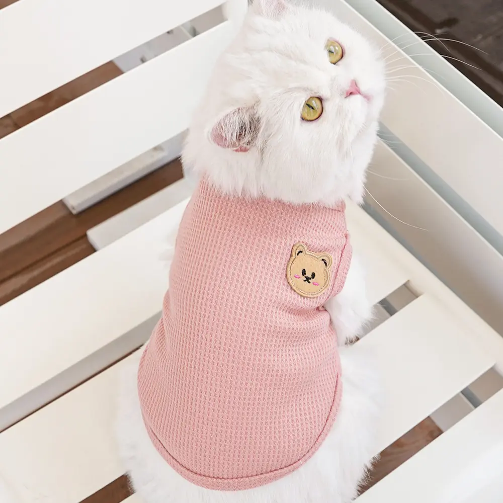 Quần áo cho mèo, áo vest cho thú cưng, thiết kế gấu bánh quế, thích hợp cho mùa hè, thích hợp cho Teddy, Chihuahua và chó Nhỏ quần áo hai chân, quần áo cho mèo và chó Con, trang phục cho thú cưng