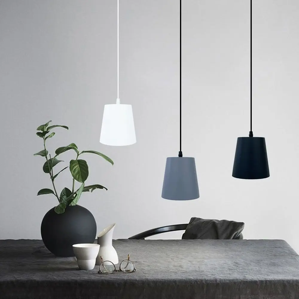 Modern Ceiling Pendant Light With Metal Iron Lampshade E27 Lamp Holder Dining Room Chandelier