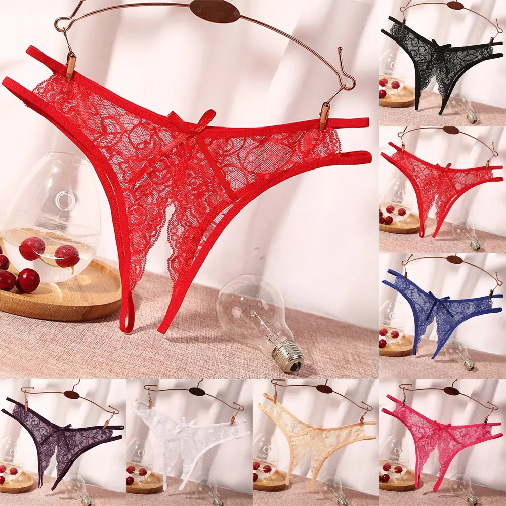 Women's Sexy Crotchless Lace Panty Open Crotch Stretch Briefs Knickers Underwear