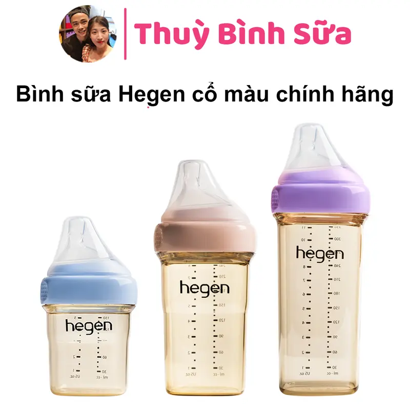 Bình Hegen Rồng Vàng/cổ Hồng/ Tím/ Xanh dương 150ml/240ml/330ml Chính Hãng 0