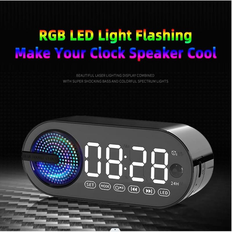 Mini Wireless Bluetooth Speaker LED Plastic  Alarm Clock Multifunctional Stereo Speaker  Smartphone TF Card FM Colorful Lighting  Portable Small Alarm Clock Audio 3