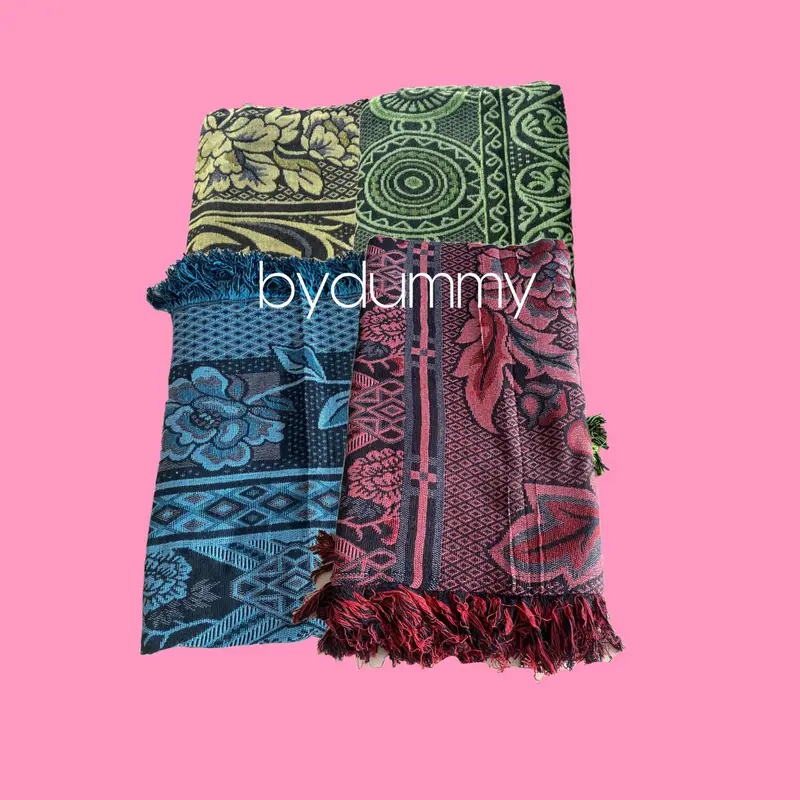 Hambal Tenun Import / hambal rajut karpet lantai besar motif pelangi warna biru merah hijau kuning abu cokelat abumerah kembang cocok untuk souvenir oleh oleh 180x220 Benang 0