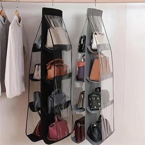 1 pieza de Organizador de bolsos de mano de capas múltiples con 8 bolsillos, bolsa colgante duradera para bolsos,  apariencia elegante, plegable para ahorrar espacio, ideal para múltiples bolsos, adecuado para armarios, dormitorios, salas de estar