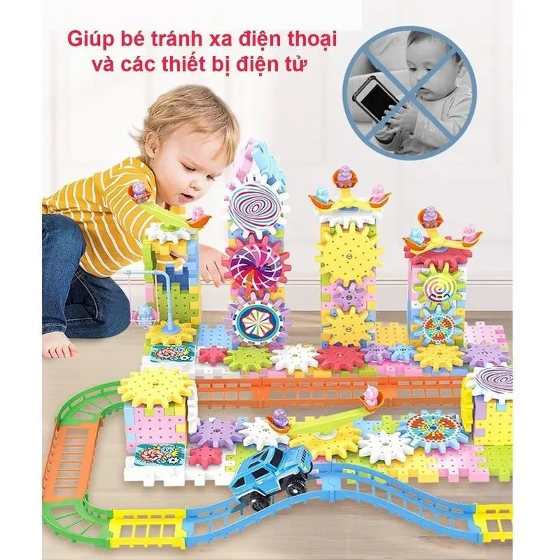[TẶNG PIN] Đồ chơi lắp ráp bánh răng đủ loại 203 pcs, 135 và 83pcs có thể hoạt động cho bé tùy ý sáng tạo theo ý thích mẫu mới 2024 - Bộ lắp ráp thông minh