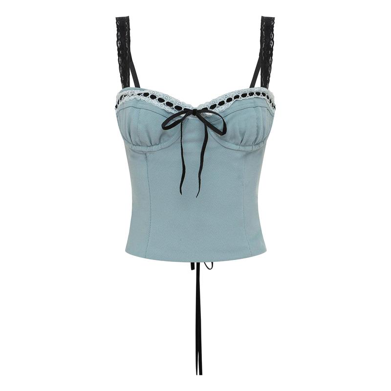 Product Introduction of Women American Sweetheart Vibe Camisole, Sleeveless Tops Backless Lace Tie-up Slim Fit Summer Vest for Party Club Streetwear For Casual Daily 38