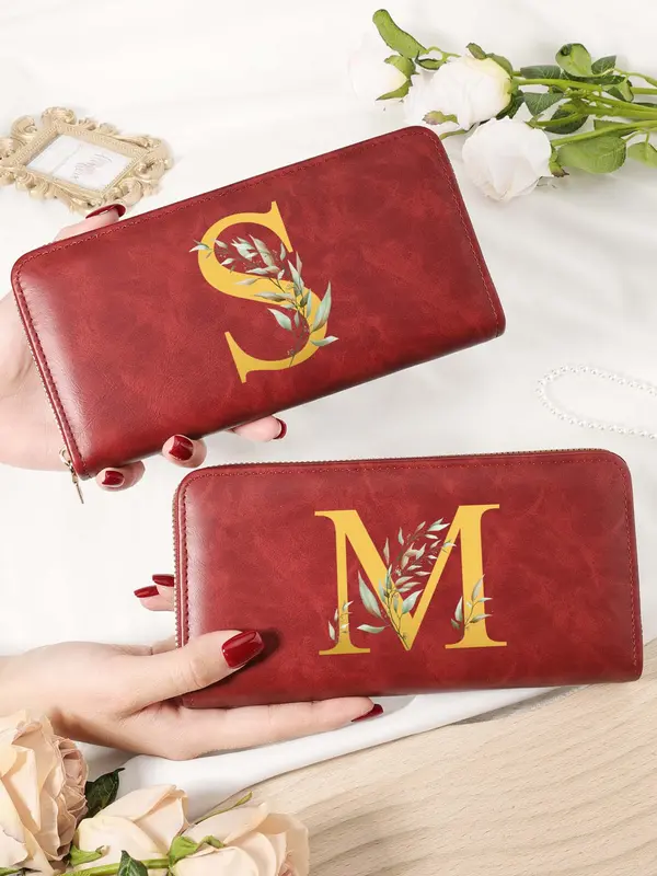 Women's Letter Pattern Long Wallet, Fashionable PU Leather Zipper Wallet for Daily Used, Casual Trendy Versatile High-quality Daily Wallet 5
