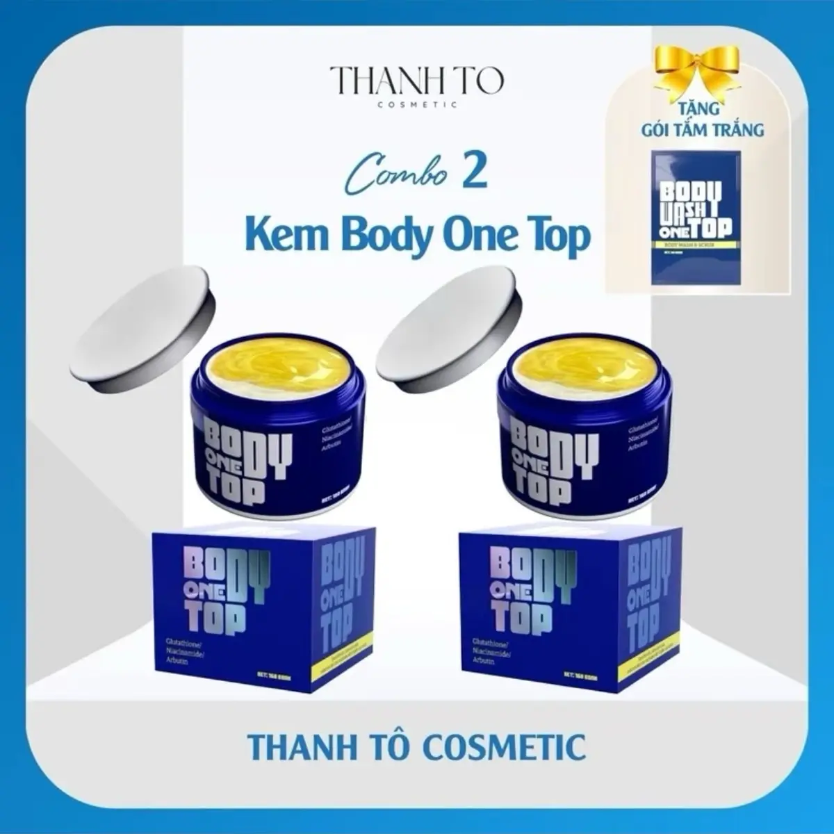 COMBO 2hủ kem body one top tặng 1 gói tắm trắng mịn