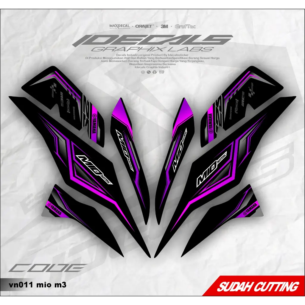 sticker striping fariasi motor yamaha mio m3 tema list/garis simpel keren kekinian bahan vinyil,chrome dan hologram,anti luntur dan sudah di cuting ( vn011 )